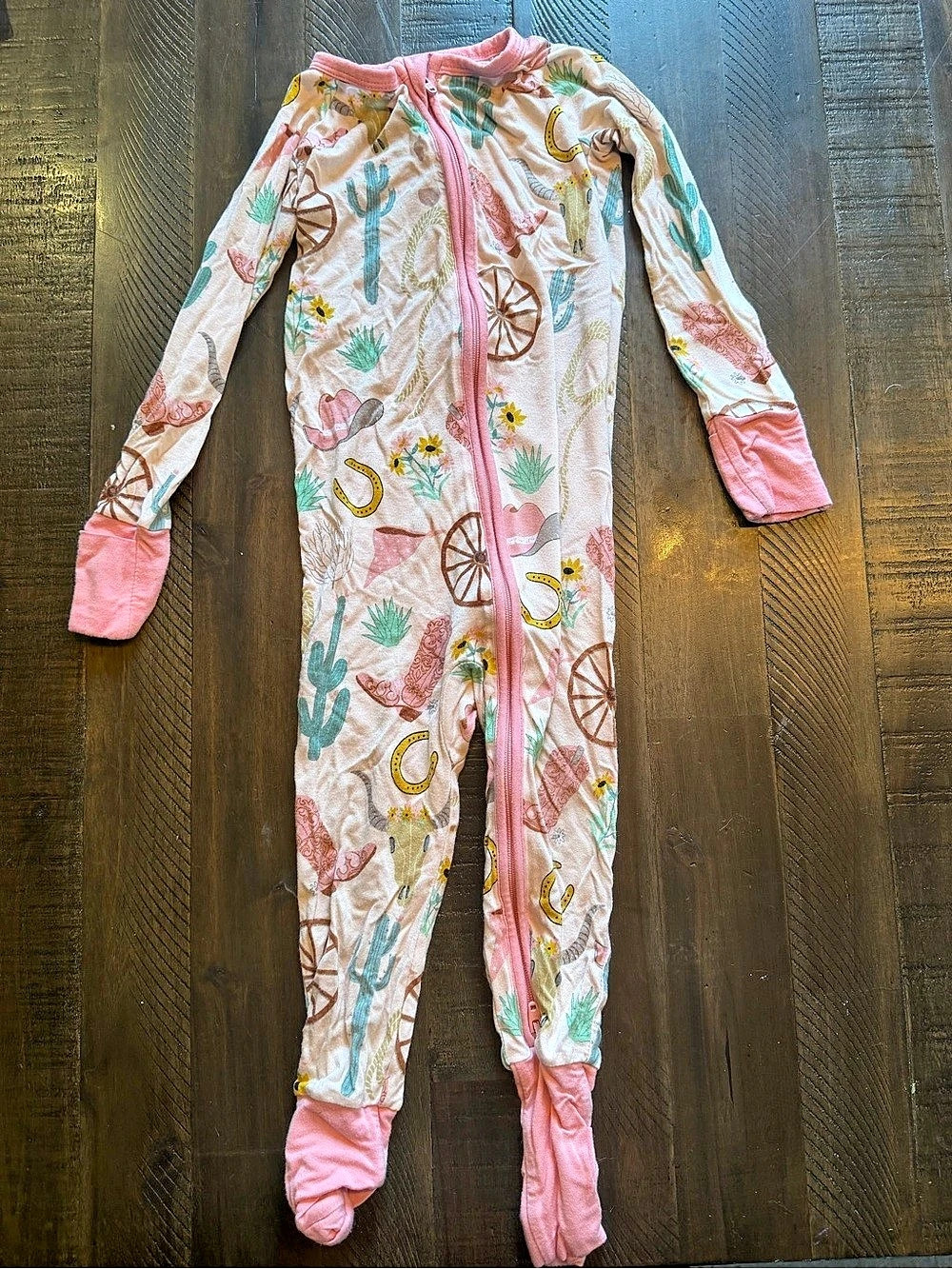Little Sleepies Wild Frontier Zippy Floral Pajamas Pink & White 12-18 Months